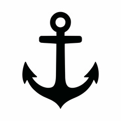 Black Anchor Silhouette – Minimalist Nautical Icon Representing Stability, Strength, Hope, and Maritime Tradition
