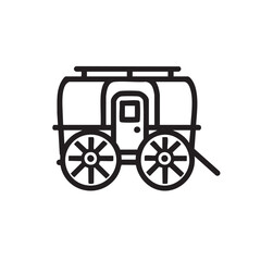 Fototapeta premium A line drawing of a horse-drawn carriage.