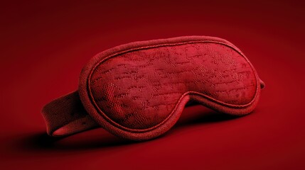 Luxurious Red Sleep Mask with Textured Fabric on Matching Monochrome Background for Relaxation