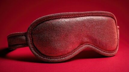 Luxurious Red Silk Sleep Mask on Bold Monochrome Background with Textured Detail