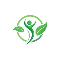 A stylized logo featuring a green, abstract human figure in an energetic pose vector 