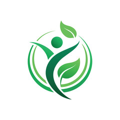 A stylized logo featuring a green, abstract human figure in an energetic pose vector 