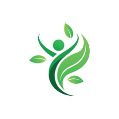 Fototapeta premium A stylized logo featuring a green, abstract human figure in an energetic pose vector 