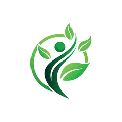 A stylized logo featuring a green, abstract human figure in an energetic pose vector 