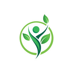 A stylized logo featuring a green, abstract human figure in an energetic pose vector 