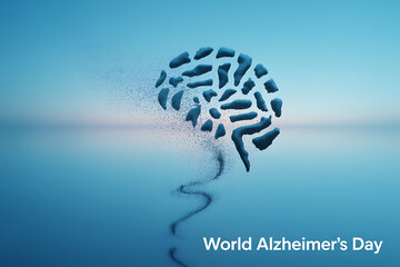 Poignant brain illustration symbolizing memory loss and cognitive decline for World Alzheimer's Day awareness, sparking empathy and highlighting neurological research