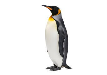 Fototapeta premium Elegant Emperor Penguin Standing Upright with Black Background and Bright Colors