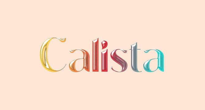 Calista name. European Name illustration. Colorful gradient graphic vector typography with removable background. 3D Separate european name.
