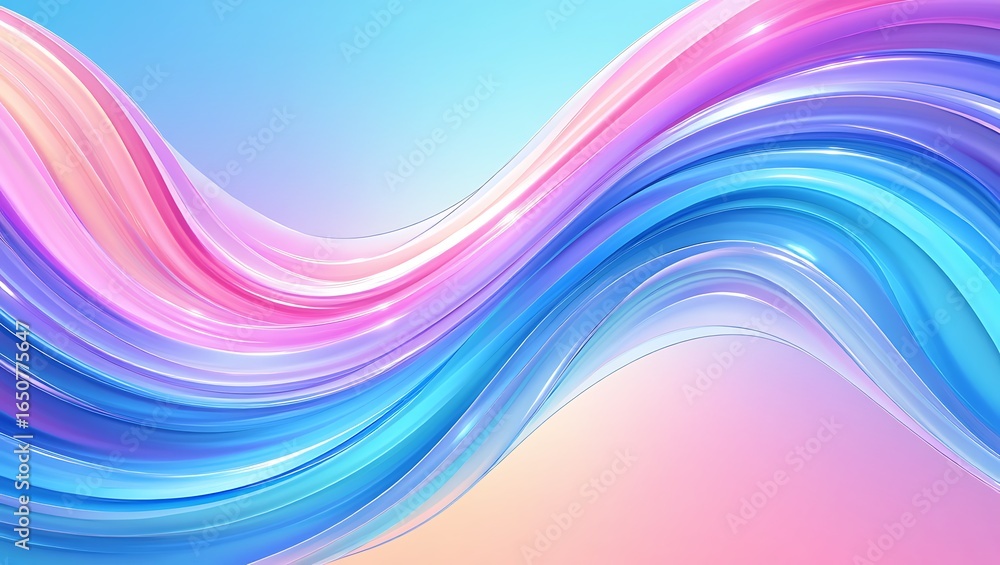 Poster abstract flowing waves of pastel colors with a smooth gradient effect