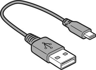 usb cable on white background vector
