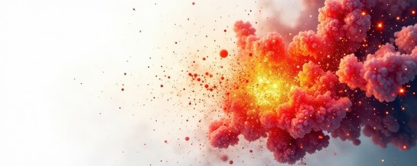 Fototapeta premium Fiery explosion with sparks on white background, explosion sparks fire, light show