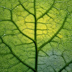 Obraz premium Detailed close-up of a vibrant green leaf's intricate vein structure