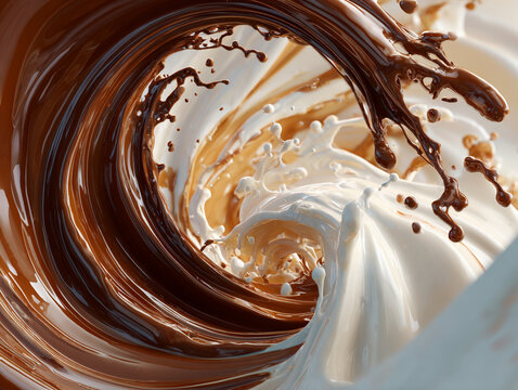 Chocolate milk caramel swirl splash abstract food photography dessert background wallpaper art design hd image