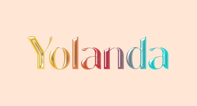 Yolanda name. European Name illustration. Colorful gradient graphic vector typography with removable background. 3D Separate european name.