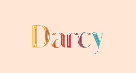  Darcy name. European Name illustration. Colorful gradient graphic vector typography with removable background. 3D Separate european name.