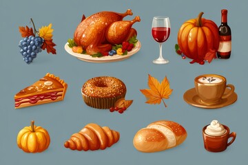 Thanksgiving Feast Icons for Festive Designs