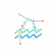 Colorful Aquarius zodiac sign with its constellation and water bearer symbol.