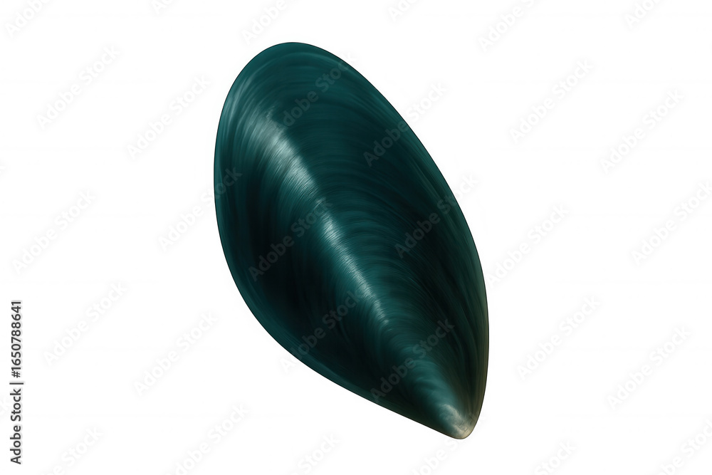 Poster closed mussel shell with iridescent surface, isolated on transparent background, ideal for photo edi