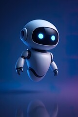 Futuristic AI Cartoon Robot with Glowing Eyes