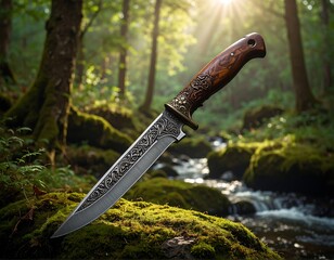 Forest knife, nature scene