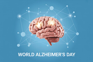 Anatomical brain illustration for World Alzheimer's Day promotes awareness and support for brain health, research, and dementia care advocacy