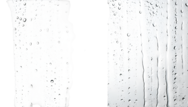 Raindrops on Glass: Intricate patterns of raindrops adorn a pane of glass, offering a serene visual of water droplets and lines of streams. This evocative photo captures the delicate dance of water.