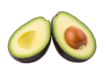 Fresh and Juicy Avocado Halves with Seed and Flesh on Black Background
