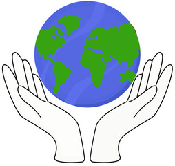 Hands Holding Earth – Save the Planet Concept Illustration