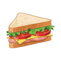 sandwich with ham and vegetables
