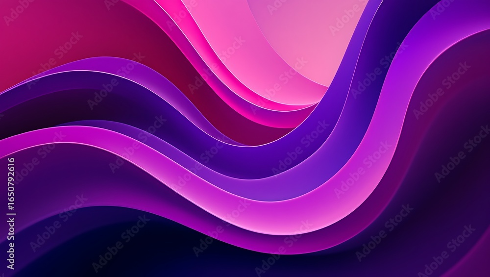 Poster abstract flowing waves of vibrant purple and pink colors creating a dynamic background