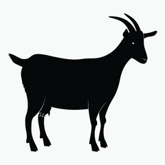 Goat Silhouette Vector Black Minimalist Goat Outline Design