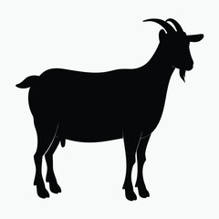 Goat Silhouette Vector Black Minimalist Goat Outline Design
