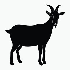 Goat Silhouette Vector Black Minimalist Goat Outline Design