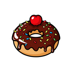donut with chocolate on white background