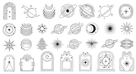 vector set of hand drawn sketch of different shapes