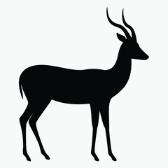 Antelope Silhouette Black Vector Elegant Wildlife Clipart for Design and Decoration