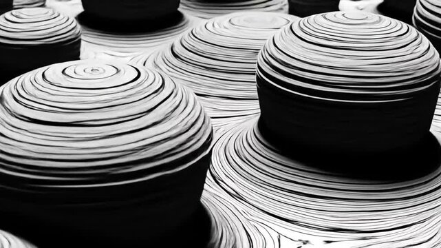 Abstract Animated Rings Expanding and Rippling Across a White Surface