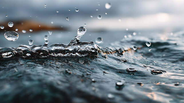 Water Splash Close-up: Karman Vortex & Droplet-Refraction Dynamics