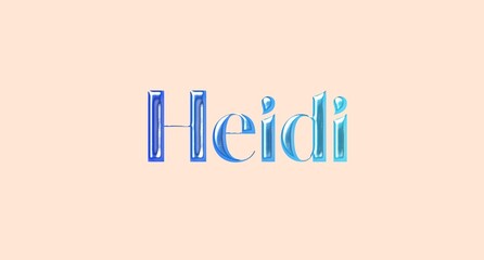 Heidi name. European Name illustration. Colorful gradient graphic vector typography with removable background. 3D Separate european name.