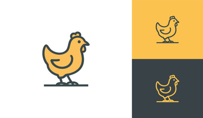 Minimalist Yellow Chicken Logo Design