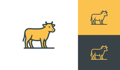 Minimalist Yellow Cow Logo Design