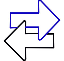 two arrows symbol pointing opposite direction on white background