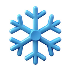 Fototapeta premium A bright blue stylized snowflake with six symmetrical arms isolated on transparent background