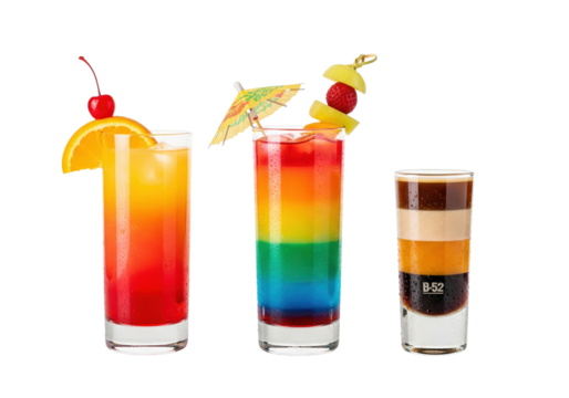 Tequila Sunrise Rainbow Paradise B52 PNG Transparent Isolated on White Background - Powered by Adobe