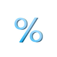3d icon blue percent symbol.