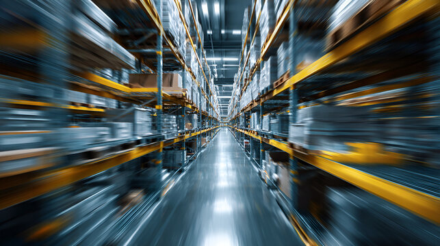 Dynamic Motion Blur Warehouse: Fast-Paced Logistics and Efficient Inventory Management System