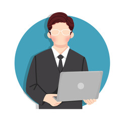 Business Man working on laptop