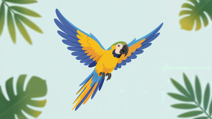 Obraz premium Colorful Blue-and-Yellow Parrot Illustration