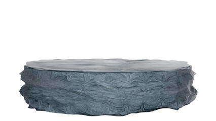 3D Render a blue stone table with a white background