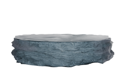 3D Render a blue stone table with a white background